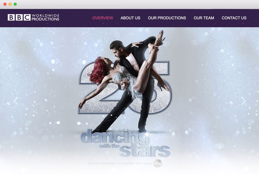 Website for Los Angeles-based BBC Worldwide Productions