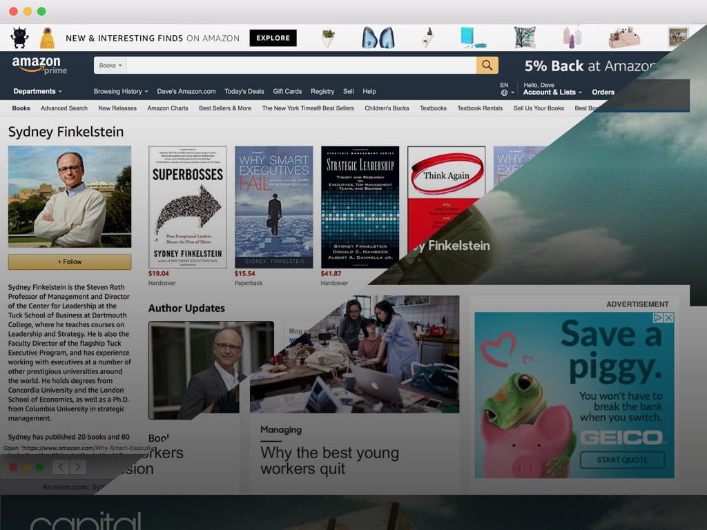 Custom RSS feed pulling a list of articles written by Syd on BBC.com that powered a module on his Amazon.com author page